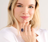 American West Sterling Silver Crown Detail Oval Amethyst Ring Size 8